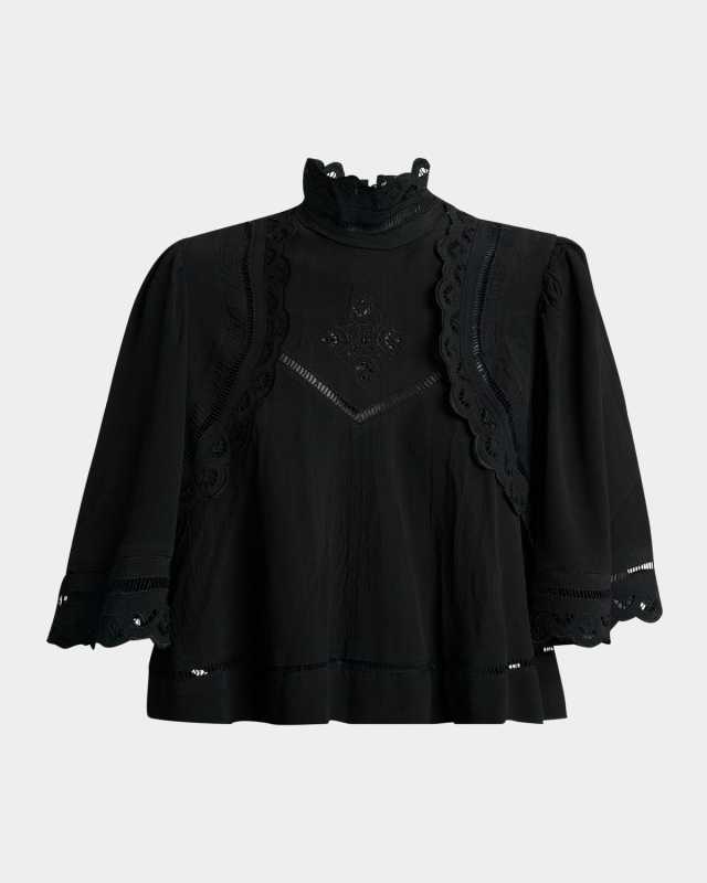 Frany Embroidered Crop Blouse